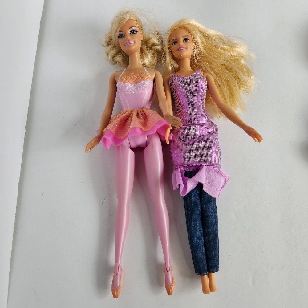 Lot of 2 Barbie Dolls I Can Be Ballerina Blonde Barbies Doll Pink Dress Clothes